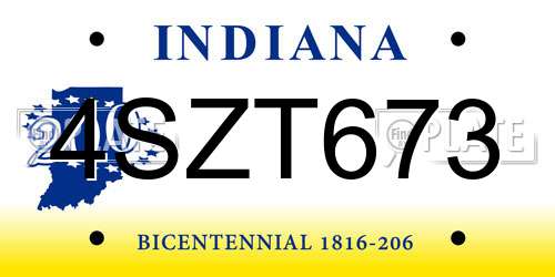 4SZT673 Indiana License Plate
