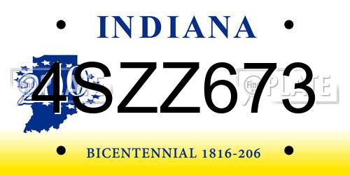 4SZZ673 Indiana License Plate
