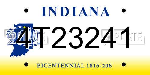 4T23241 Indiana License Plate