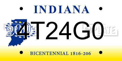 4T24G0 Indiana License Plate