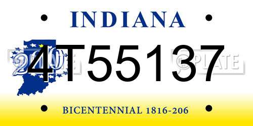 4T55137 Indiana License Plate