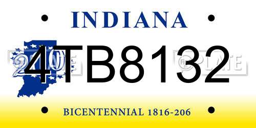 4TB8132 Indiana License Plate