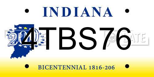 4TBS76 Indiana License Plate