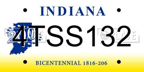 4TSS132 Indiana License Plate