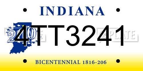 4TT3241 Indiana License Plate