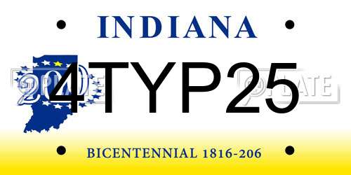 4TYP25 Indiana License Plate