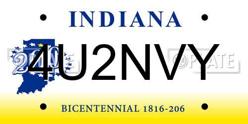 4U2NVY Indiana License Plate