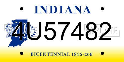 4U57482 Indiana License Plate