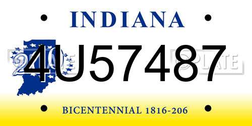 4U57487 Indiana License Plate