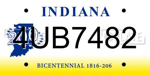 4UB7482 Indiana License Plate