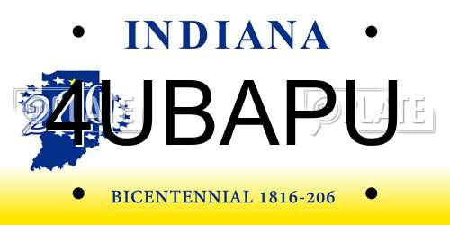 4UBAPU Indiana License Plate