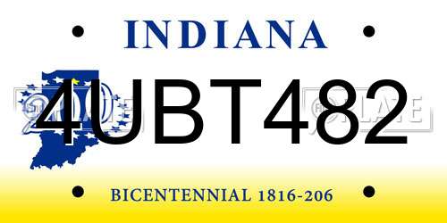 4UBT482 Indiana License Plate