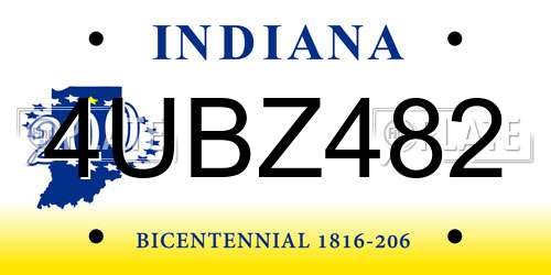 4UBZ482 Indiana License Plate