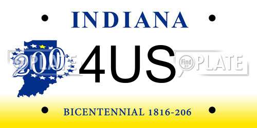 4US Indiana License Plate