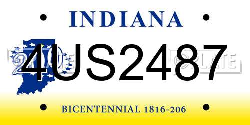 4US2487 Indiana License Plate