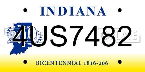 4US7482 Indiana License Plate