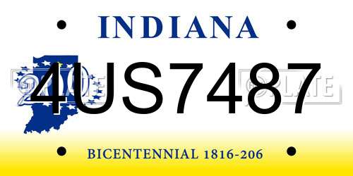 4US7487 Indiana License Plate