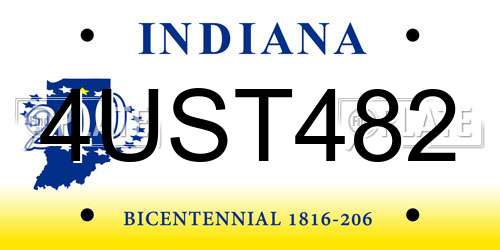 4UST482 Indiana License Plate