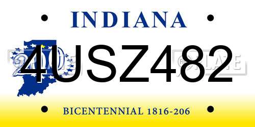 4USZ482 Indiana License Plate
