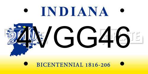 4VGG46 Indiana License Plate