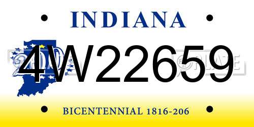 4W22659 Indiana License Plate