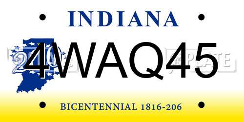 4WAQ45 Indiana License Plate