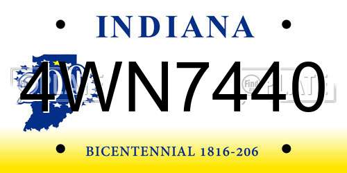 4WN7440 Indiana License Plate