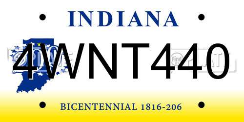4WNT440 Indiana License Plate