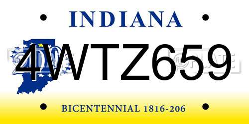 4WTZ659 Indiana License Plate