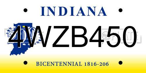 4WZB450 Indiana License Plate