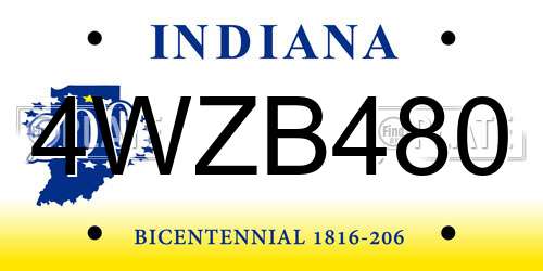 4WZB480 Indiana License Plate