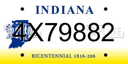 4X79882 Indiana License Plate