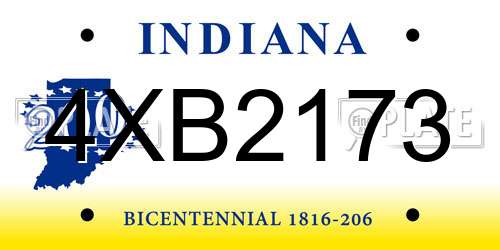 4XB2173 Indiana License Plate