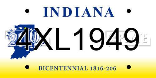 4XL1949 Indiana License Plate