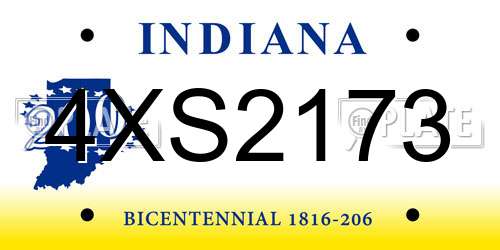 4XS2173 Indiana License Plate