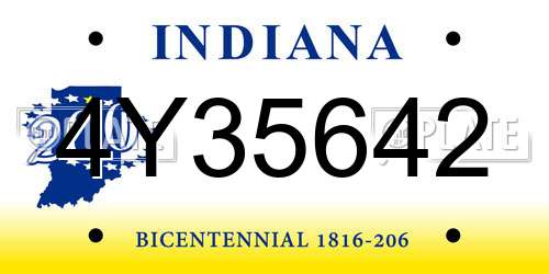 4Y35642 Indiana License Plate