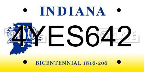 4YES642 Indiana License Plate