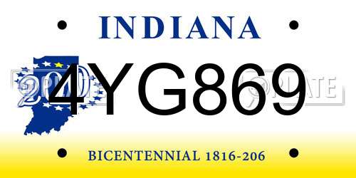 4YG869 Indiana License Plate