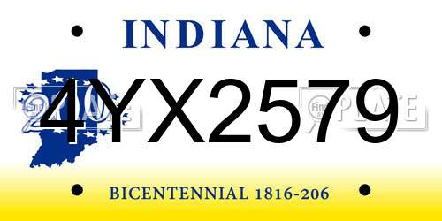 4YX2579 Indiana License Plate