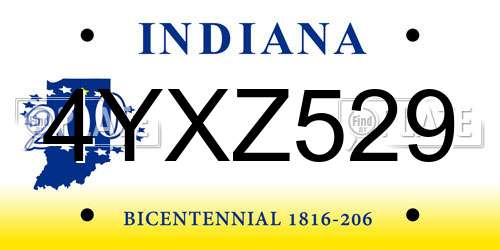 4YXZ529 Indiana License Plate