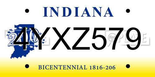 4YXZ579 Indiana License Plate