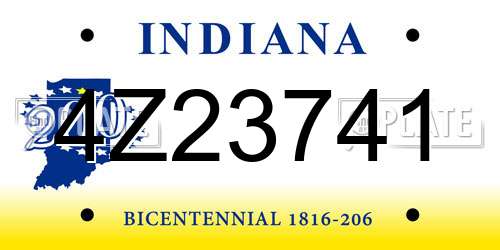 4Z23741 Indiana License Plate