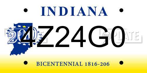 4Z24G0 Indiana License Plate
