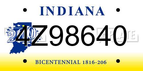 4Z98640 Indiana License Plate