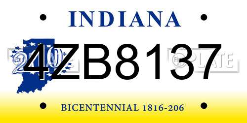 4ZB8137 Indiana License Plate