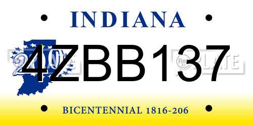 4ZBB137 Indiana License Plate