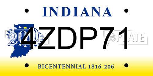 4ZDP71 Indiana License Plate