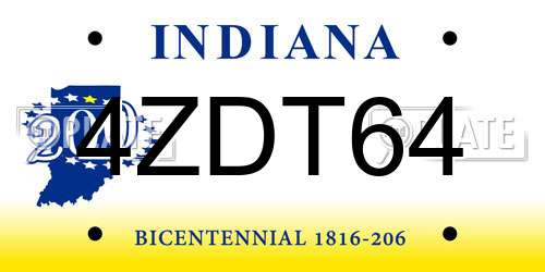 4ZDT64 Indiana License Plate