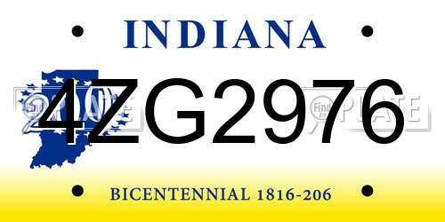 4ZG2976 Indiana License Plate