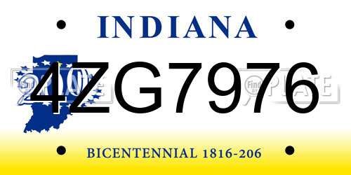 4ZG7976 Indiana License Plate